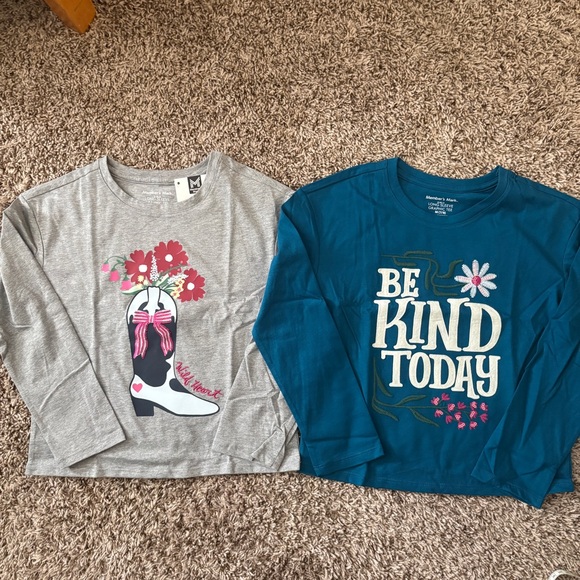 Member's Mark Other - Be Kind Today and Floral Boot Kids Long Sleeve Tees